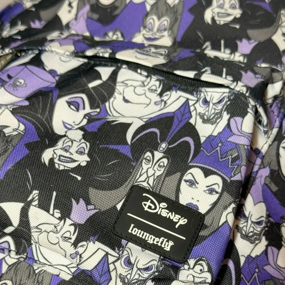 Loungefly Disney Villains Purple Canvas Backpack Full Size Laptop Bag As Is